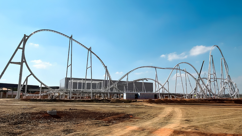 Como Foi Construída a Base da Ghost Rider Coaster no Cacau Park